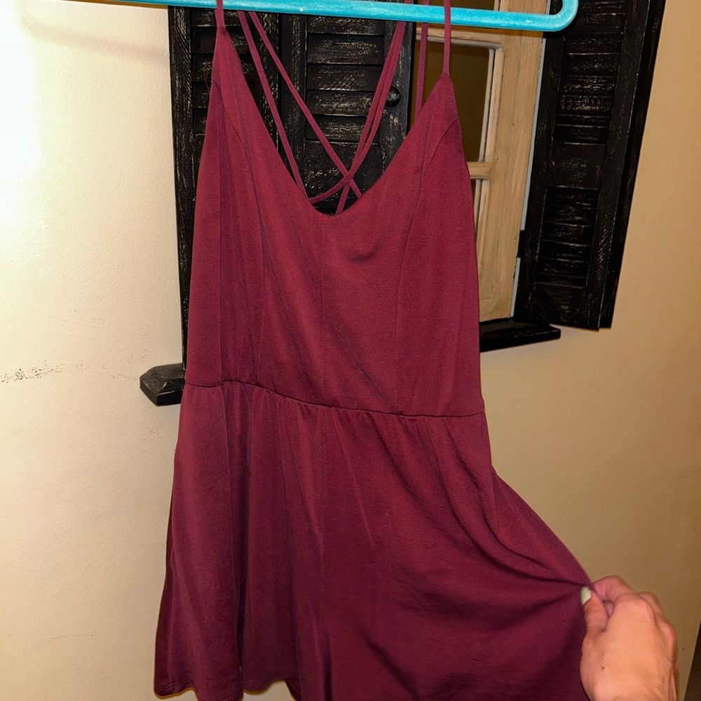 Maroon Crossback Romper- Boutique